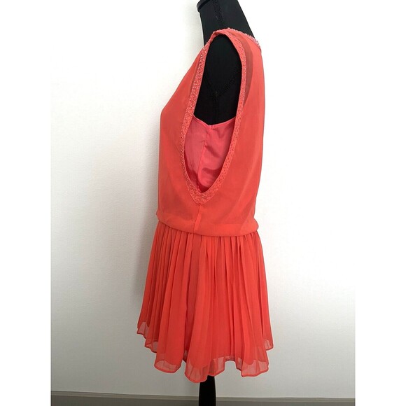 Moon Collection Women's Orange(ish) Flare Pleated Embellished Mini Dress Medium - Picture 3 of 12
